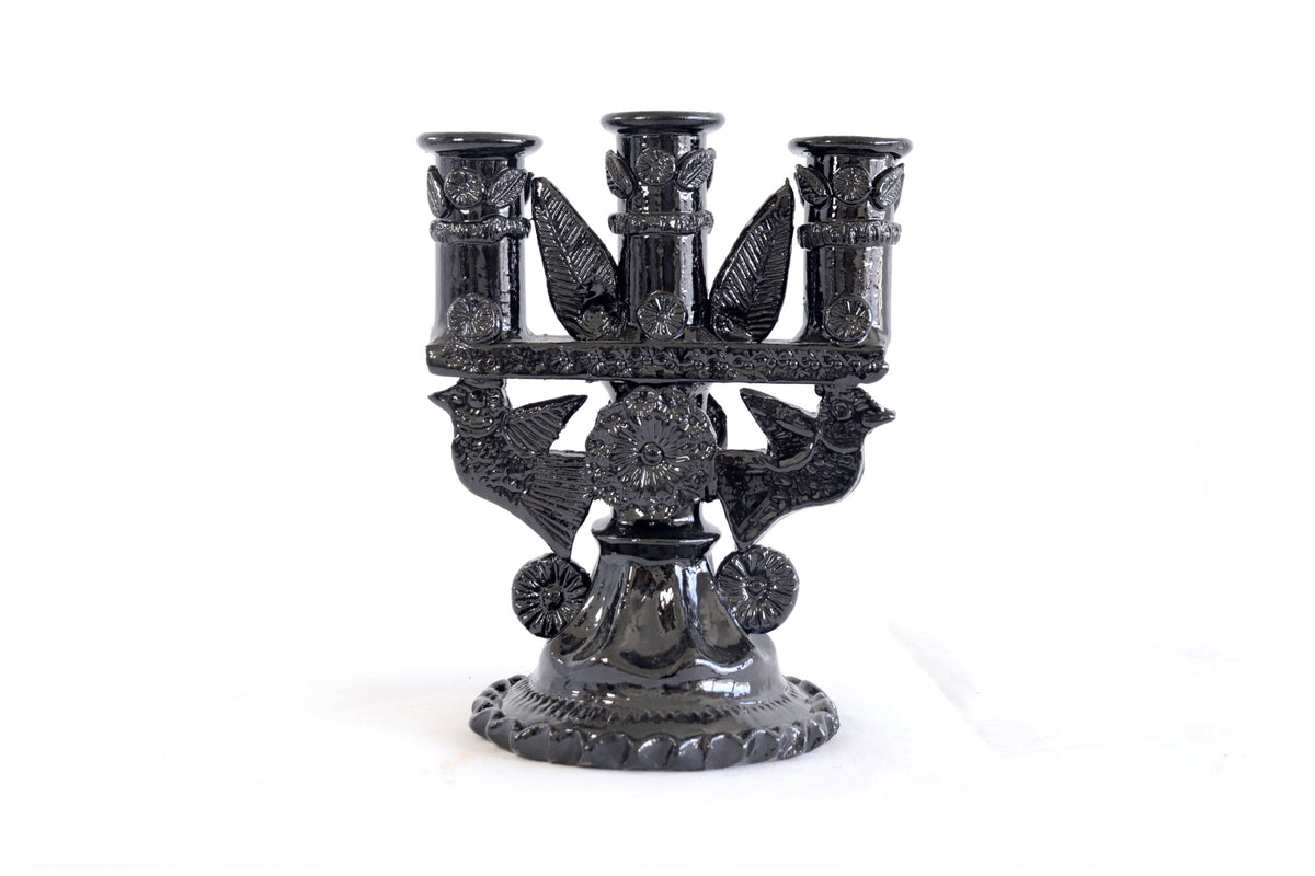 Candelero de 3 velas negro - 23 cm. 9 in Candelabros