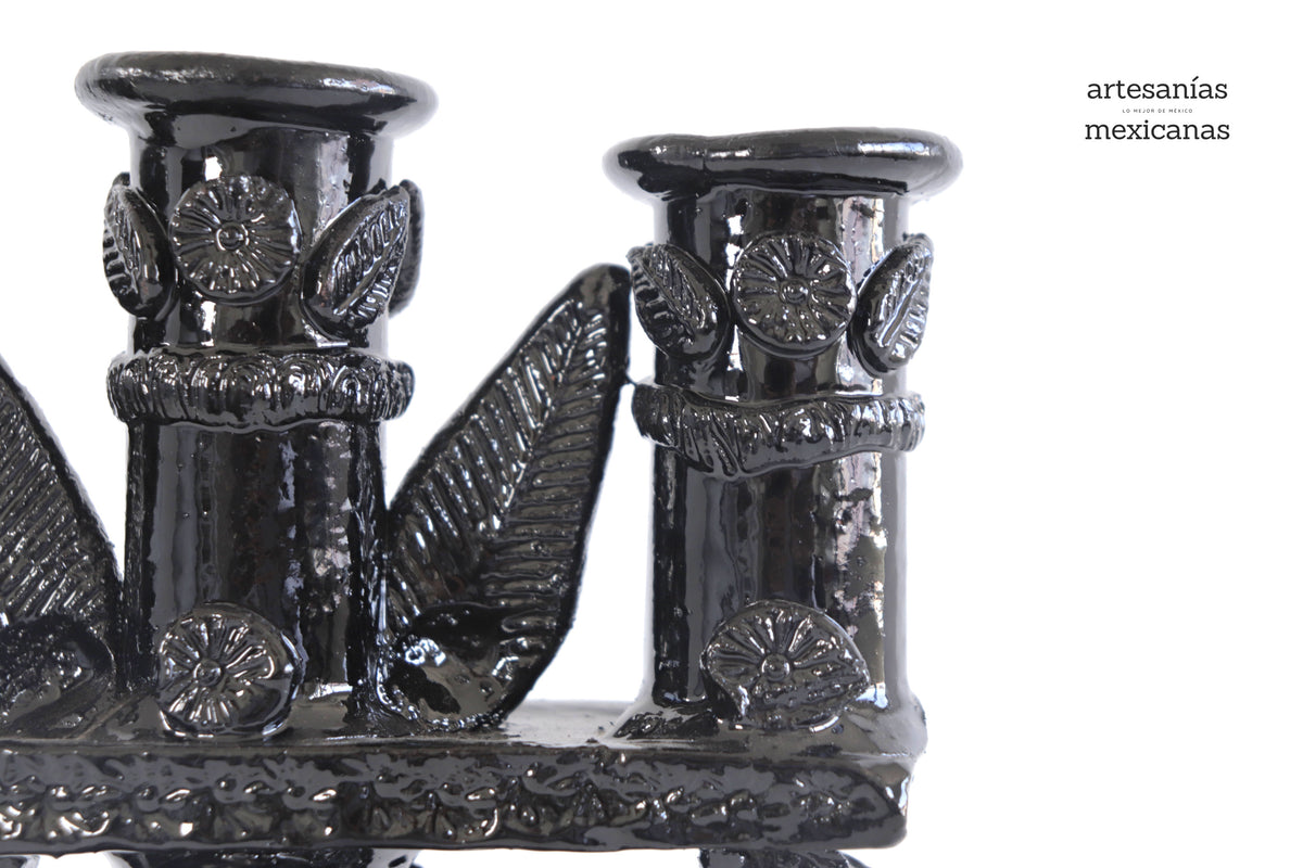 Candelero de 3 velas negro - 23 cm. 9 in Candelabros