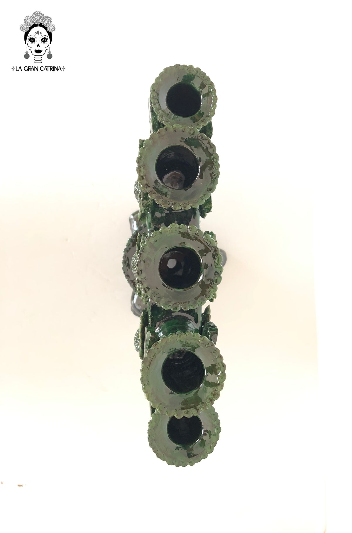 Candelero verde de 5 velas - Barro vidriado - 50 cm. 20 in. Candelabros