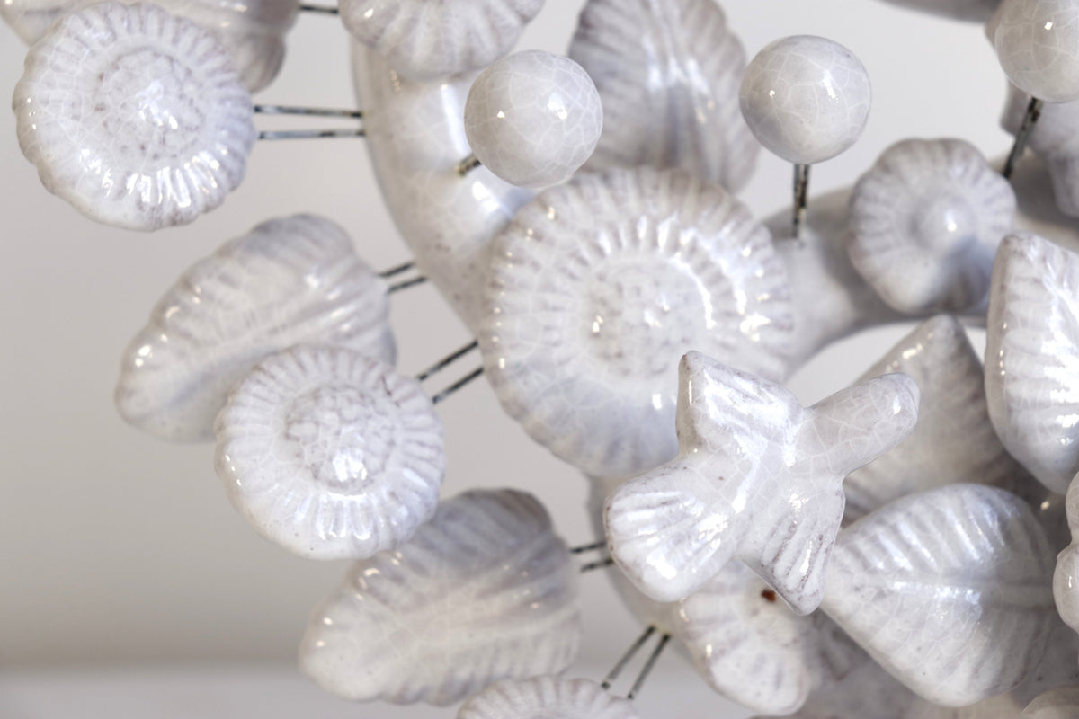 Árbol de la Vida Mediano Blanco – 3 Velas - 37 cm. 14.5 in. Vidriado Santa Fe