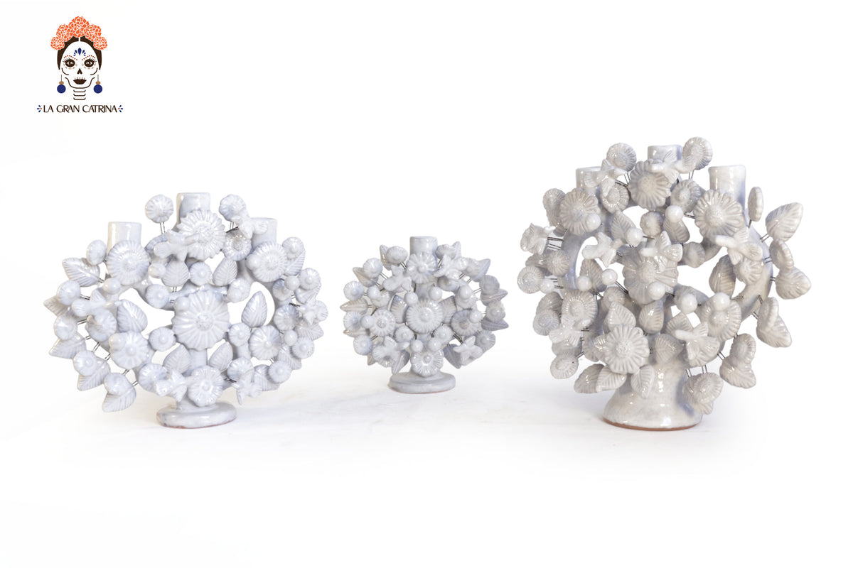 Bundle blanco de Candeleros - Barro vidriado - 38 cm. 8.6 in. Candelabros