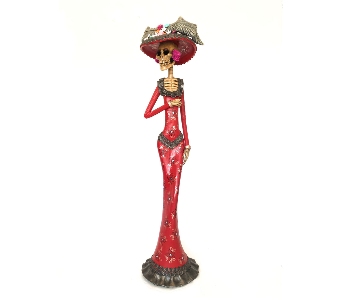 Catrina de vestido rojo - 100 cm. 40 in. Catrina