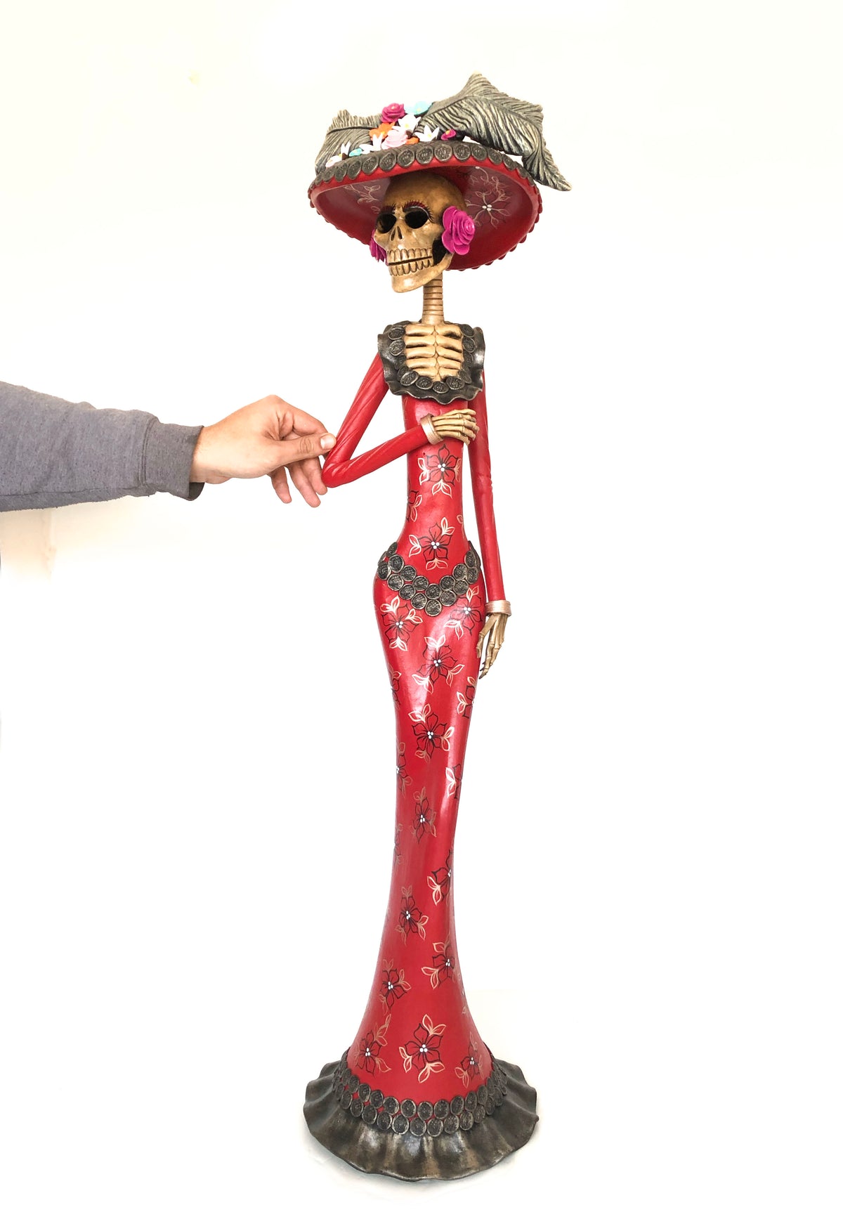 Catrina de vestido rojo - 100 cm. 40 in. Catrina
