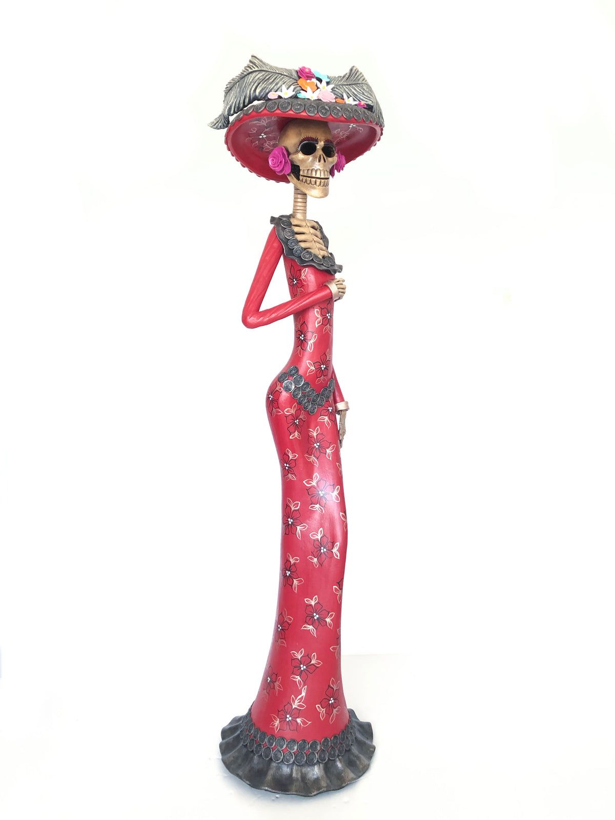 Catrina de vestido rojo - 100 cm. 40 in. Catrina