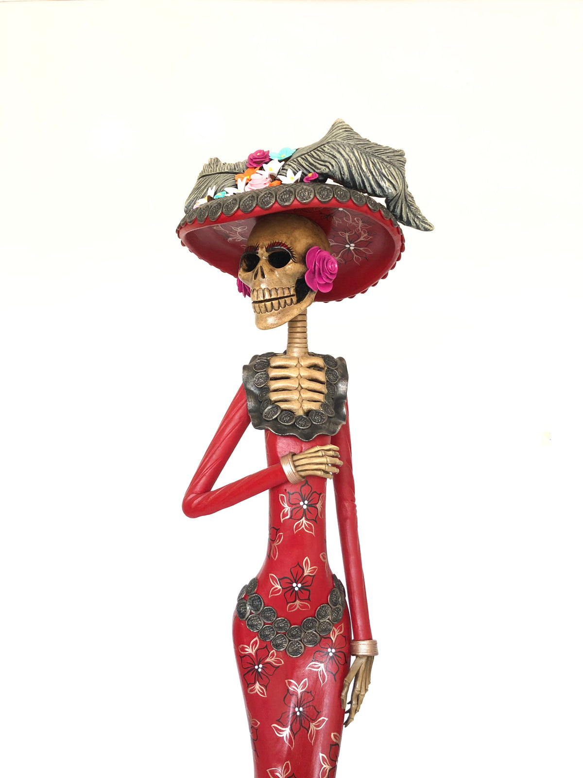 Catrina de vestido rojo - 100 cm. 40 in. Catrina