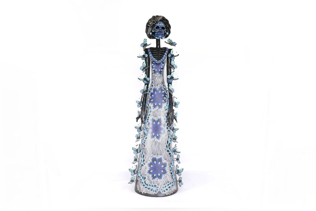 Catrina negra con mariposas azules - 100 cm. 40 in. Catrina