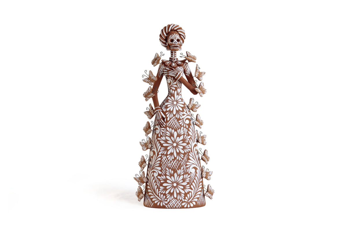 Catrina de Mariposas Natural y Blanco - 30 cm. 12 in.