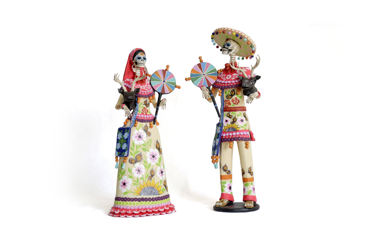 Pareja de Catrines Huicholes - 50 cm. 20 in. Catrina