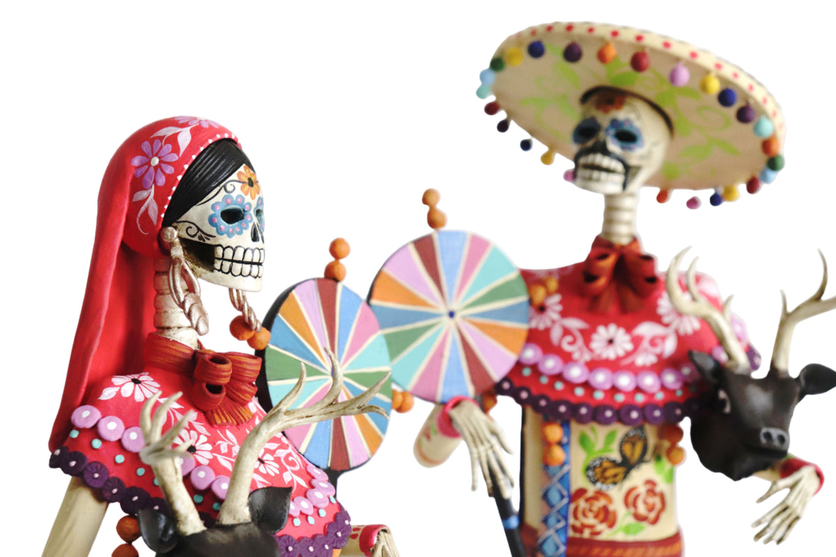 Pareja de Catrines Huicholes - 50 cm. 20 in. Catrina