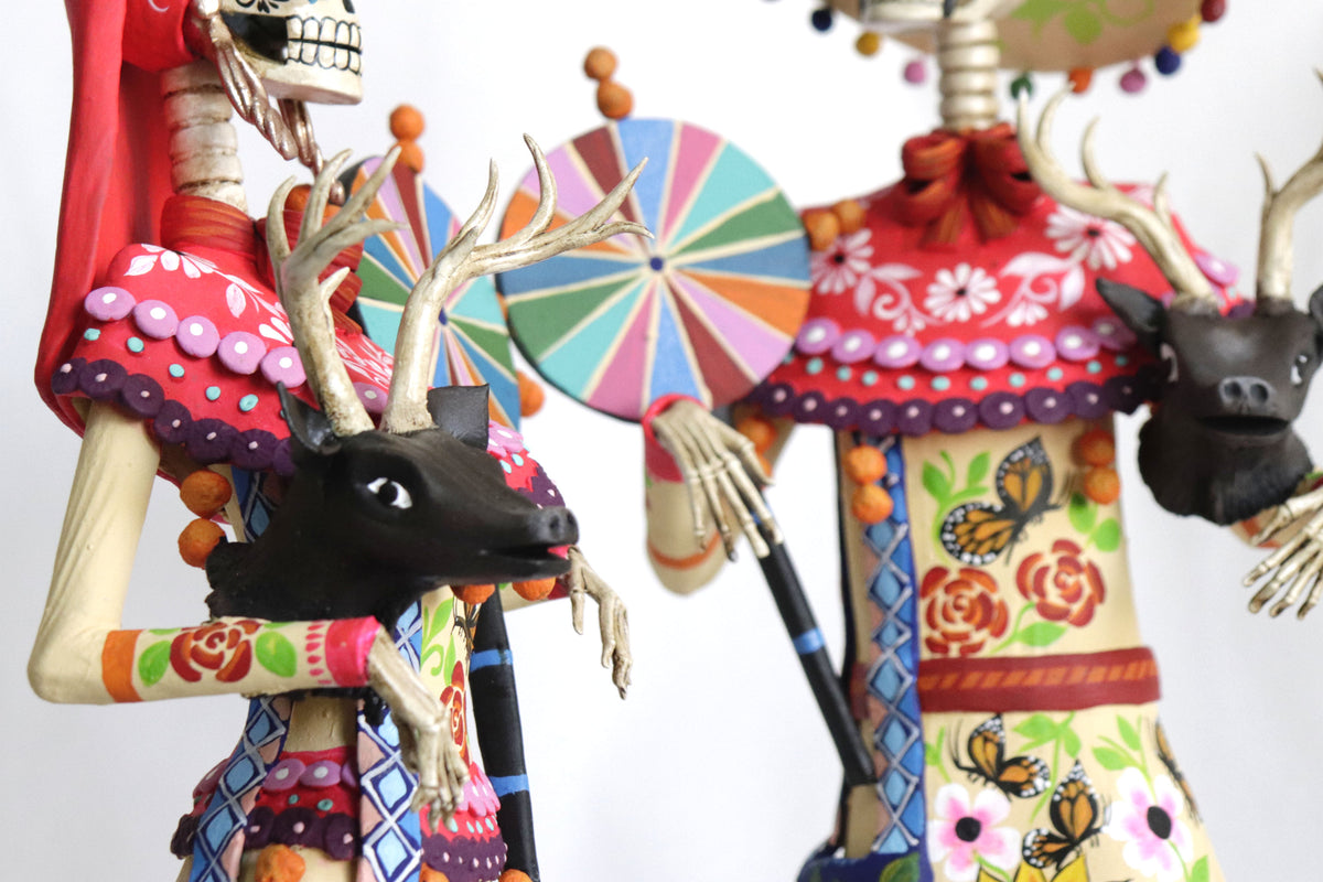 Pareja de Catrines Huicholes - 50 cm. 20 in. Catrina
