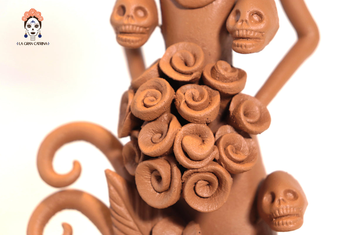 Pareja de Catrinas de Barro - 30 cm. 12 in. Catrina