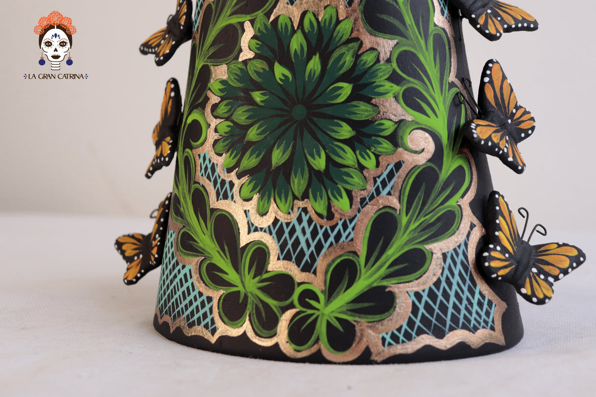 Catrina Monarca Vestido Verde - 50 cm. 20 in. Catrina