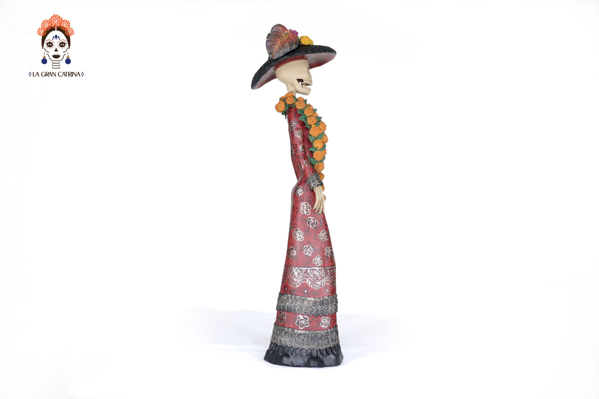 Catrina Elegante con Flores de Cempasúchil - 71 cm. 28 in. Catrina