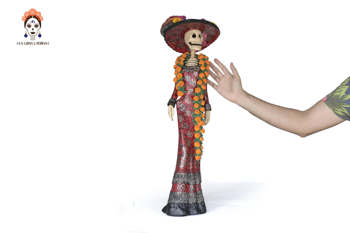 Catrina Elegante con Flores de Cempasúchil - 71 cm. 28 in. Catrina
