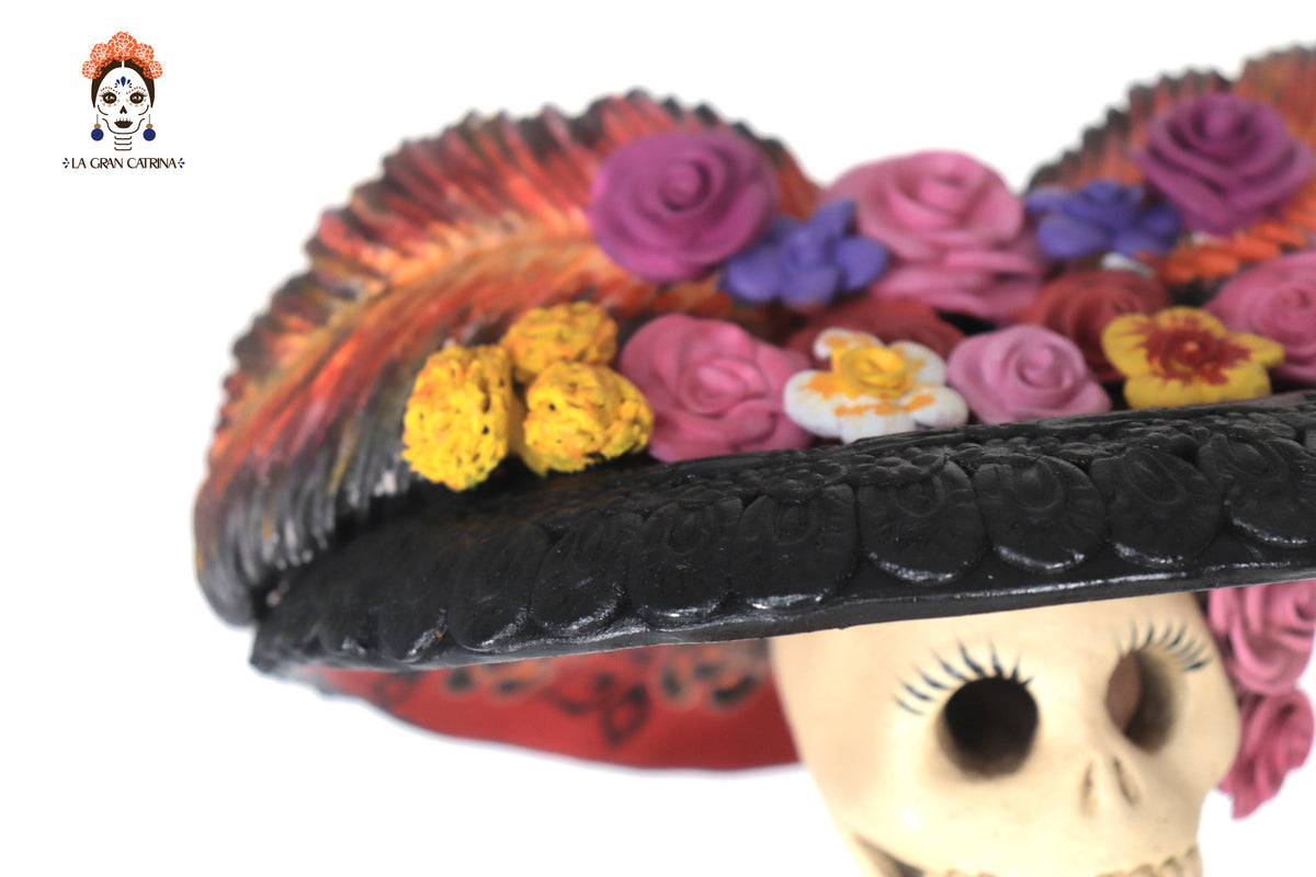 Pareja Catrines Elegantes con Flores de Cempasúchil - 73 cm. 28.7 in. Catrina