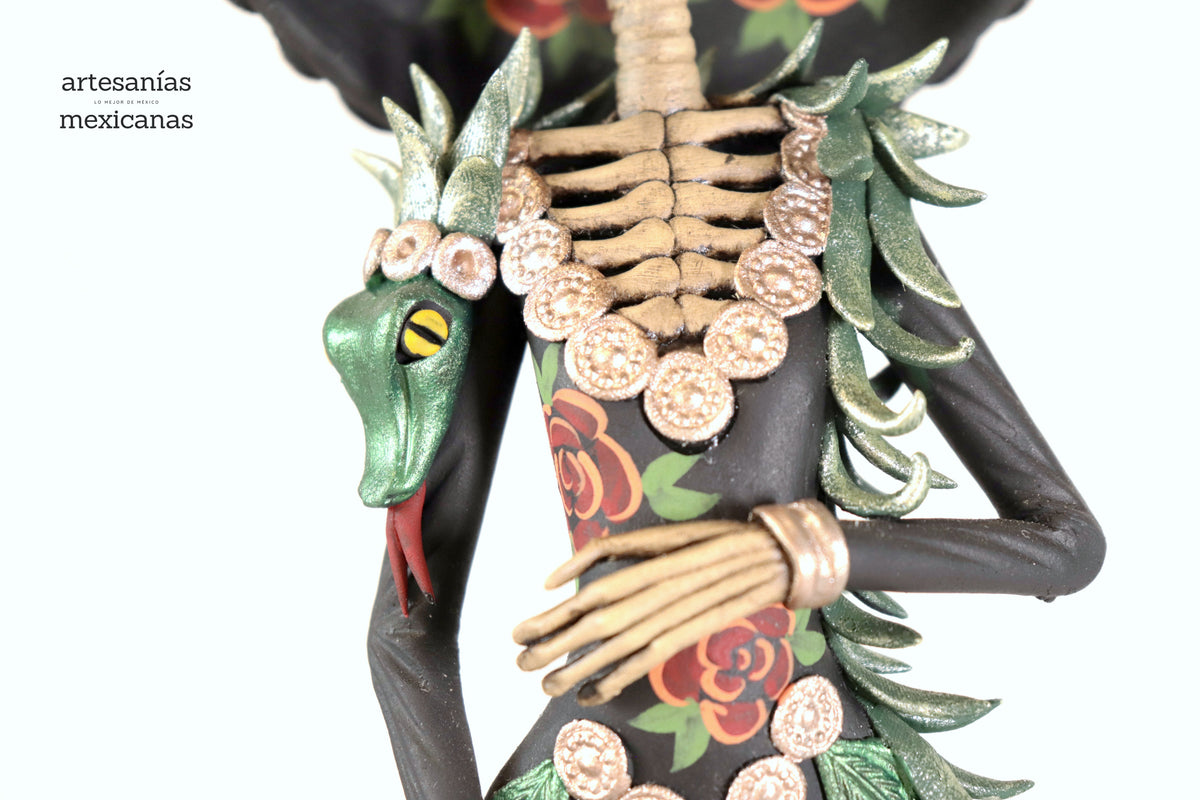 Catrina con flores rojas sobre calavera - 47 cm. 19 in. - En produccion Catrina