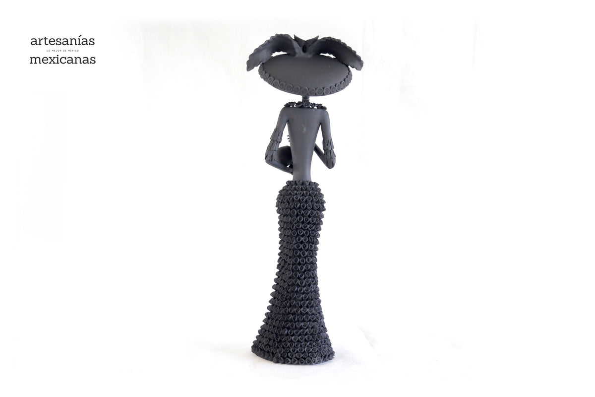 Catrina negra con Alcatraces - 50 cm. 20 in. - En produccion Catrina