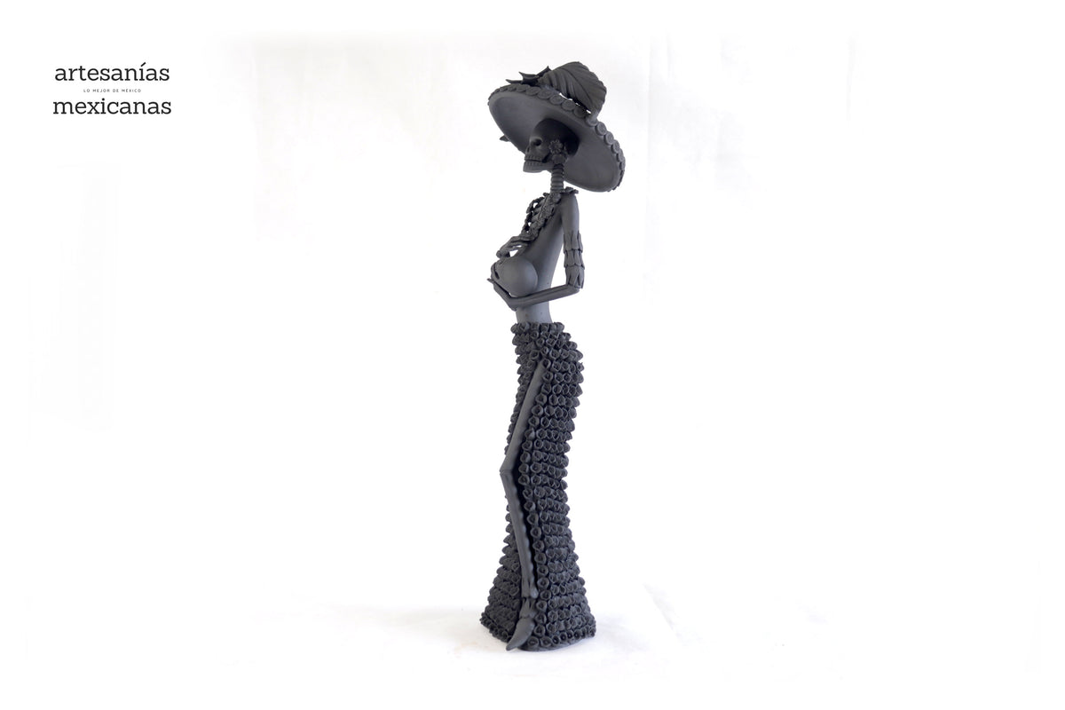 Catrina negra con Alcatraces - 50 cm. 20 in. - En produccion Catrina