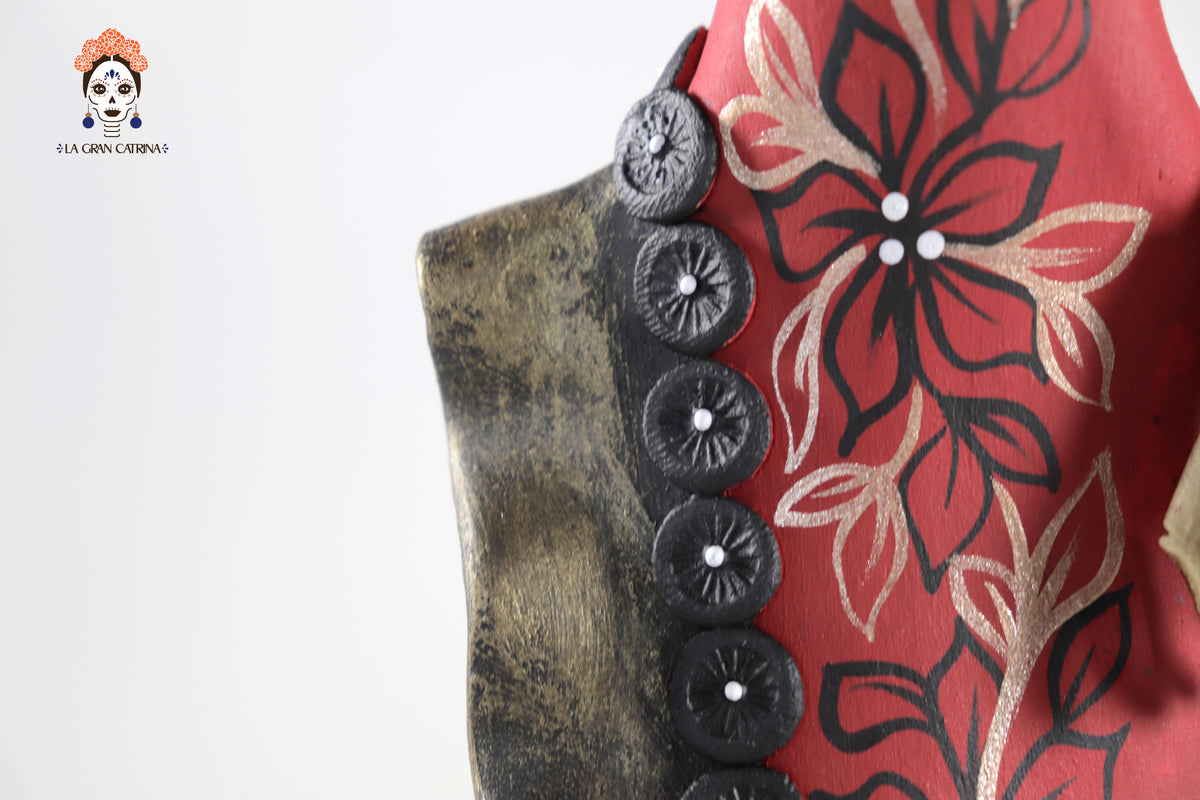 Catrina garbancera de vestido rojo - 45 cm. 18 in.