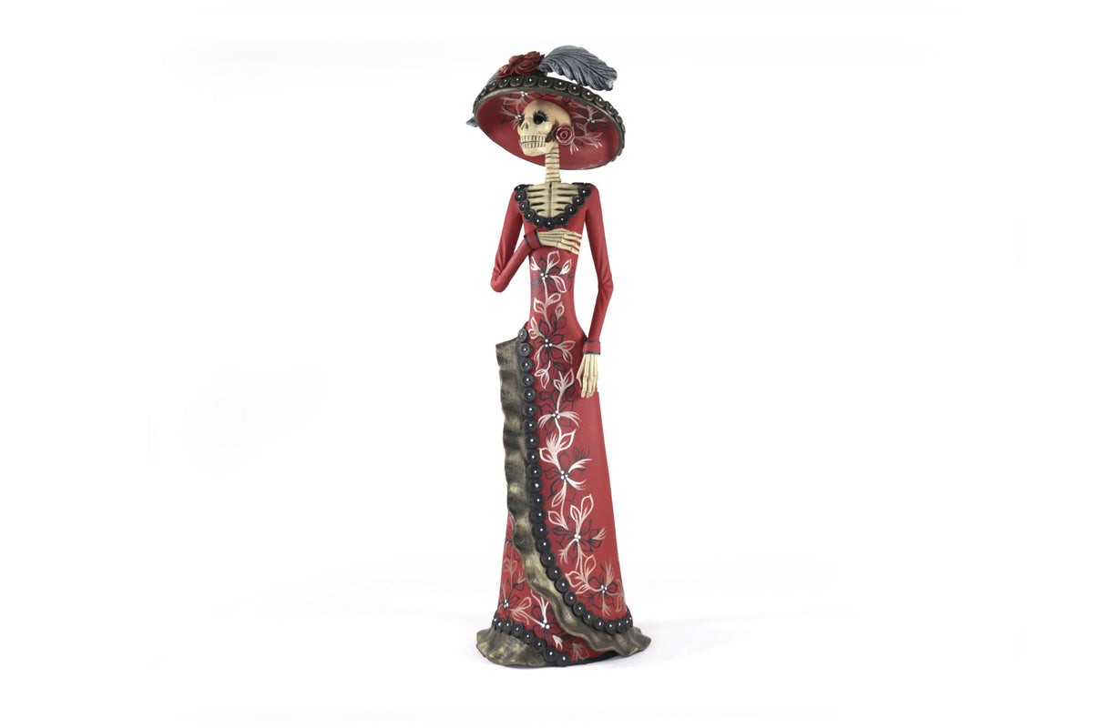 Catrina garbancera de vestido rojo - 45 cm. 18 in.