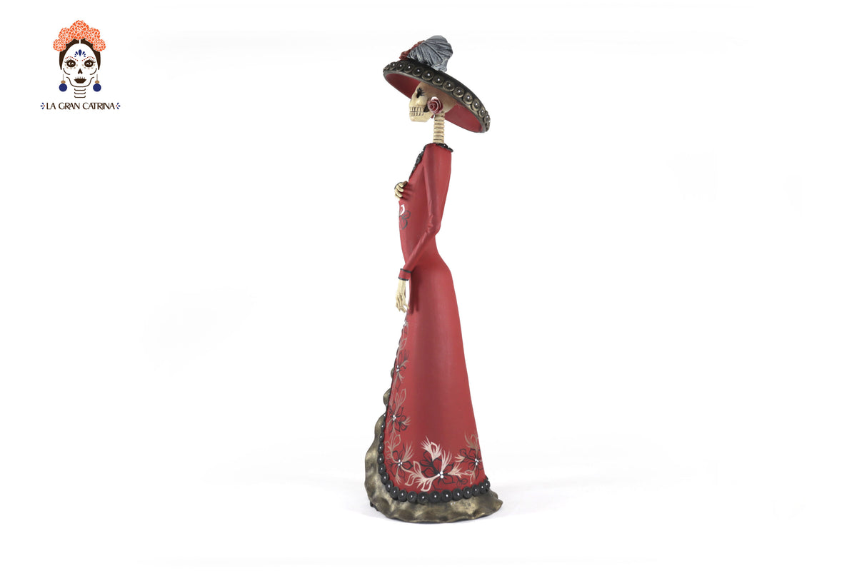 Catrina garbancera de vestido rojo - 45 cm. 18 in.