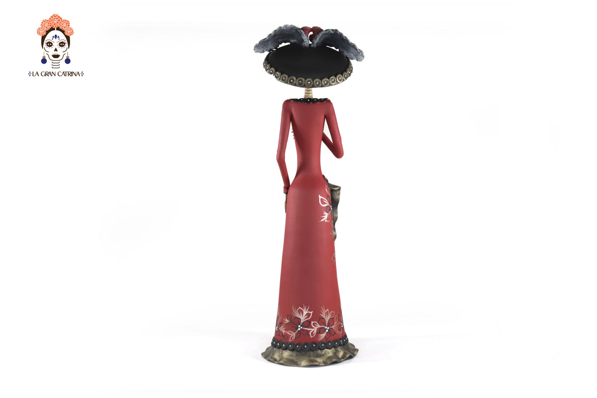 Catrina garbancera de vestido rojo - 45 cm. 18 in.