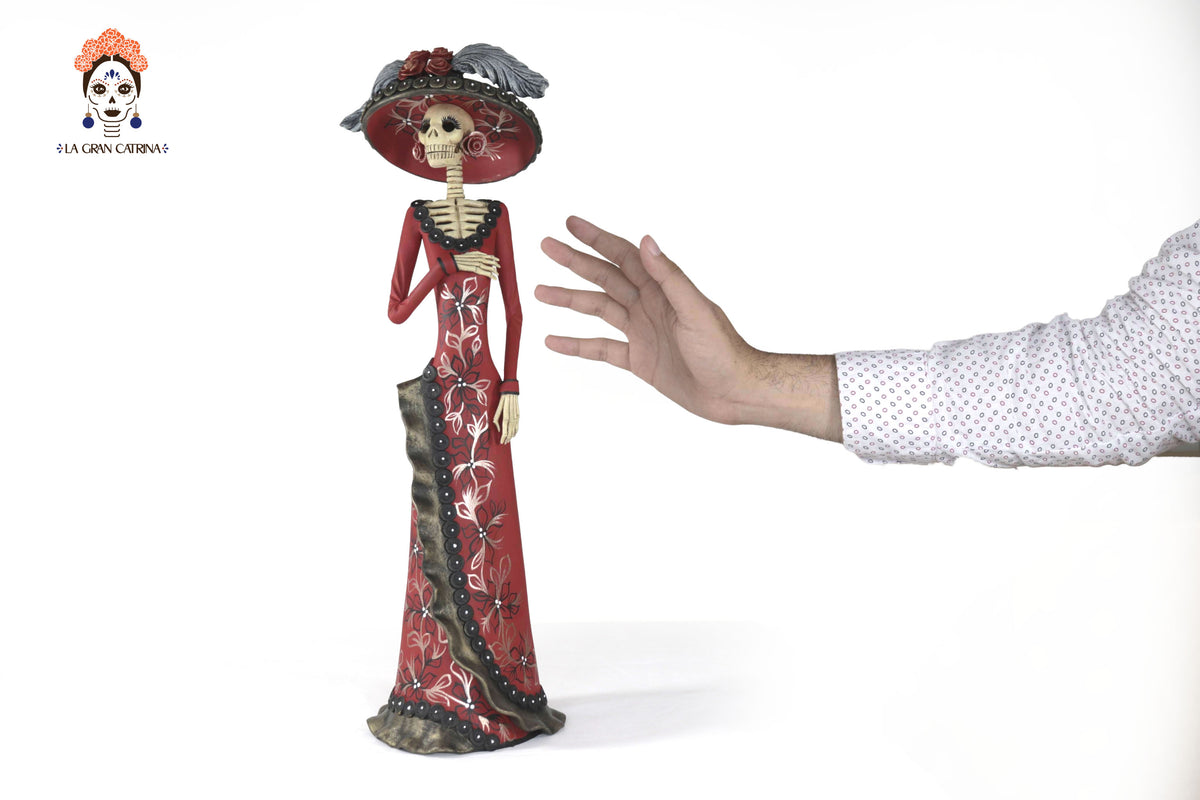 Catrina garbancera de vestido rojo - 45 cm. 18 in.