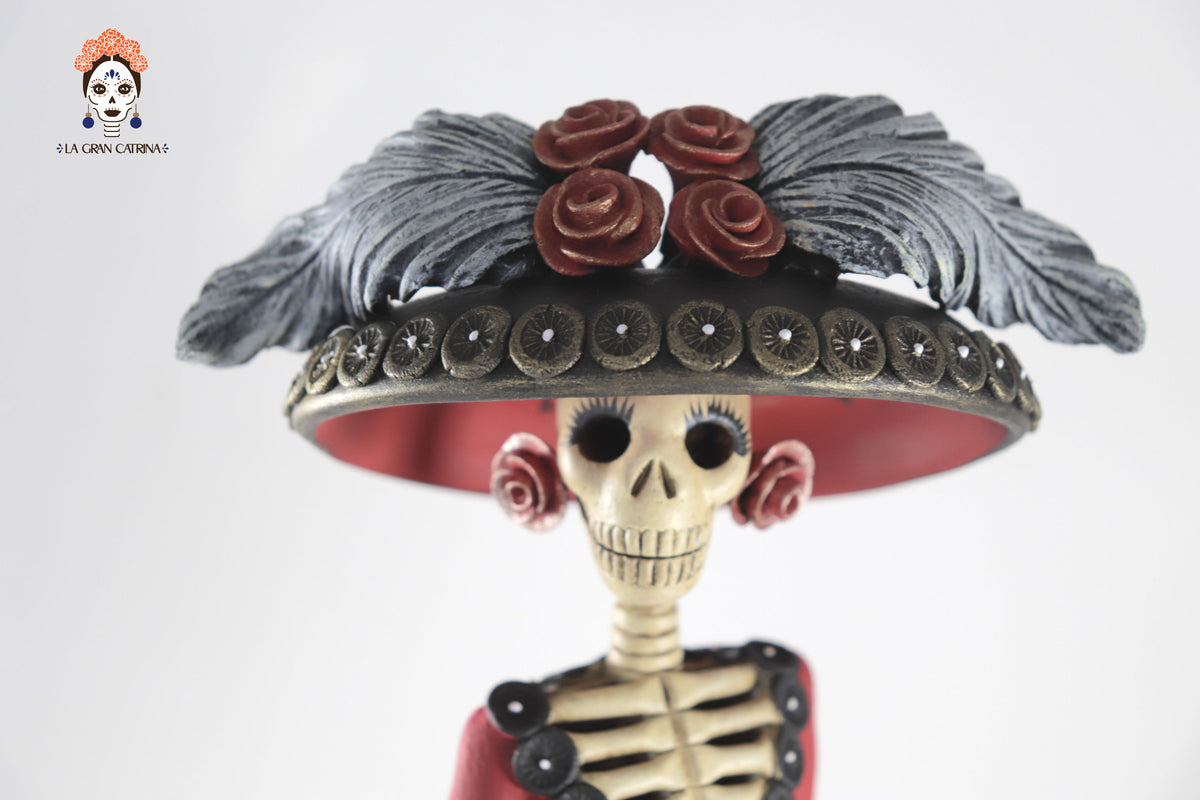 Catrina garbancera de vestido rojo - 45 cm. 18 in.