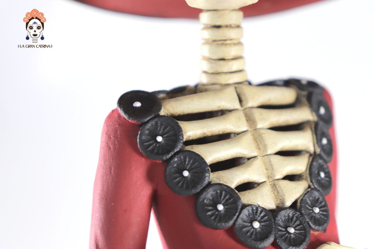 Catrina garbancera de vestido rojo - 45 cm. 18 in.