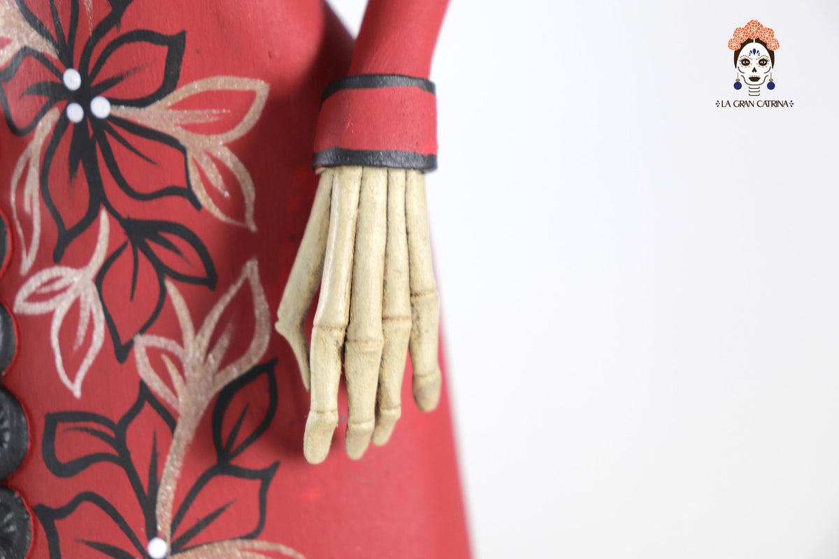 Catrina garbancera de vestido rojo - 45 cm. 18 in.