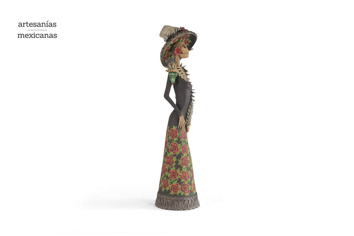 La Frida con la serpiente de flores naranjas - 45 cm. 18 in.