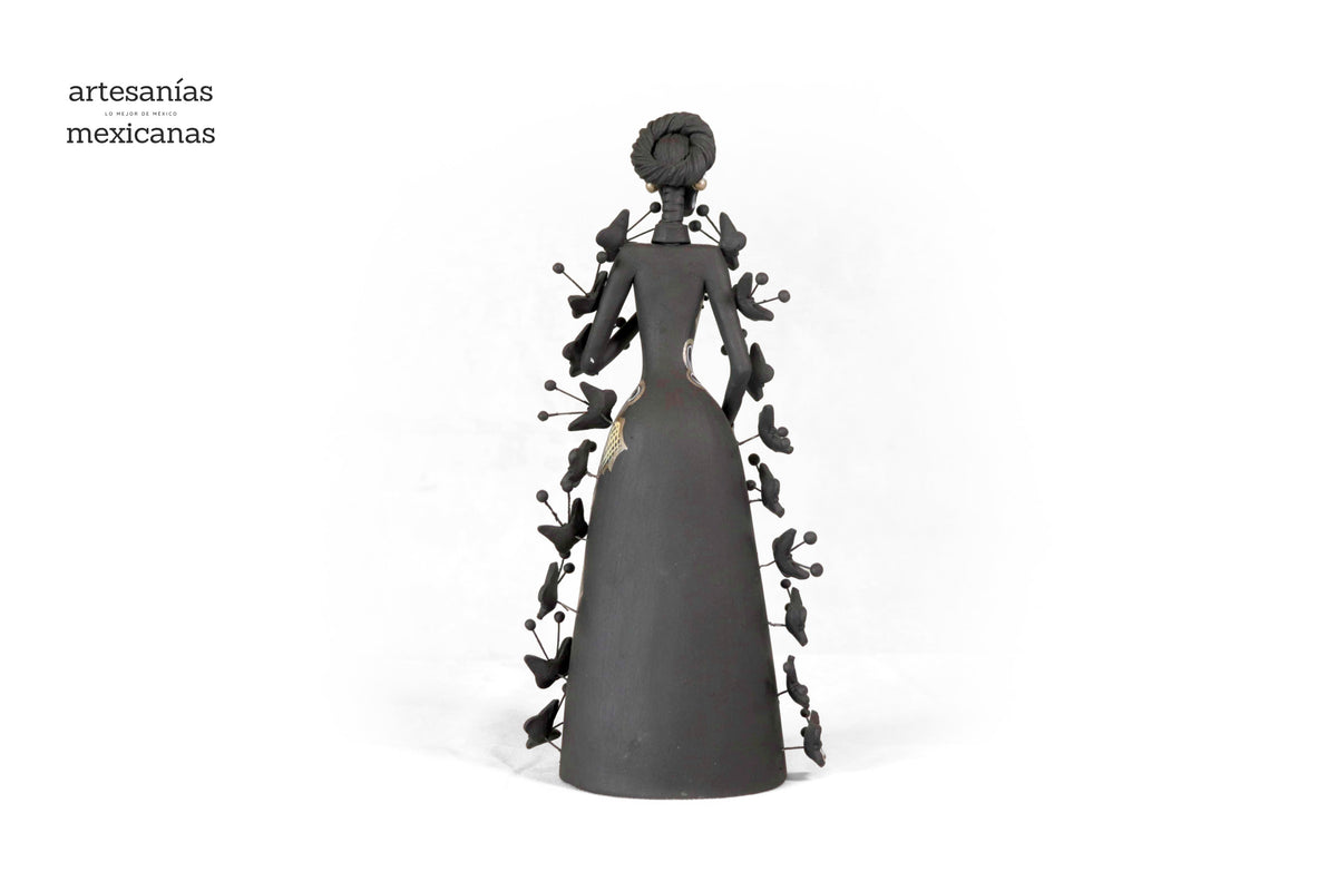 Catrina de mariposas grises y amarillas - 30 cm. 12 in. Catrina