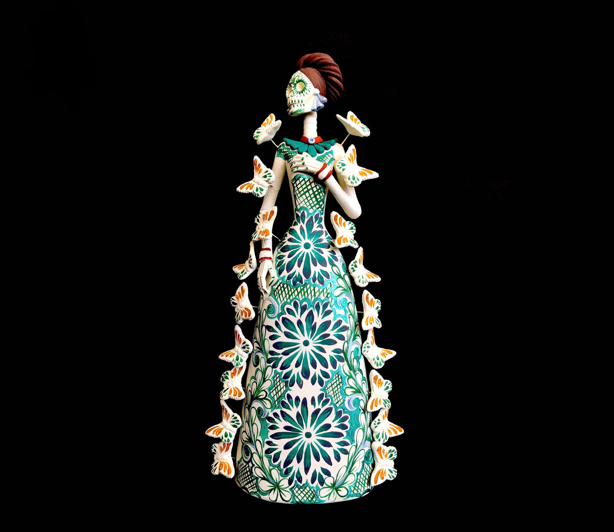 Catrina blanca de mariposas turquesas - 30 cm. 12 in.