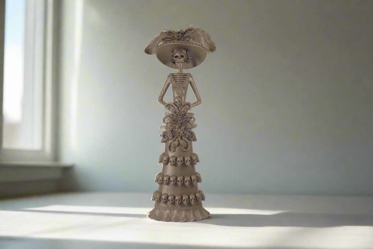Catrina con Calaveritas Café - 50 cm. 20 in. - En producción Catrina