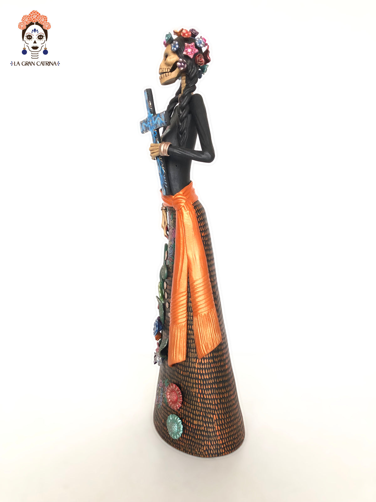 Catrina con la Cruz tono Hueso - 50 cm. 20 in. - Sobre Pedido