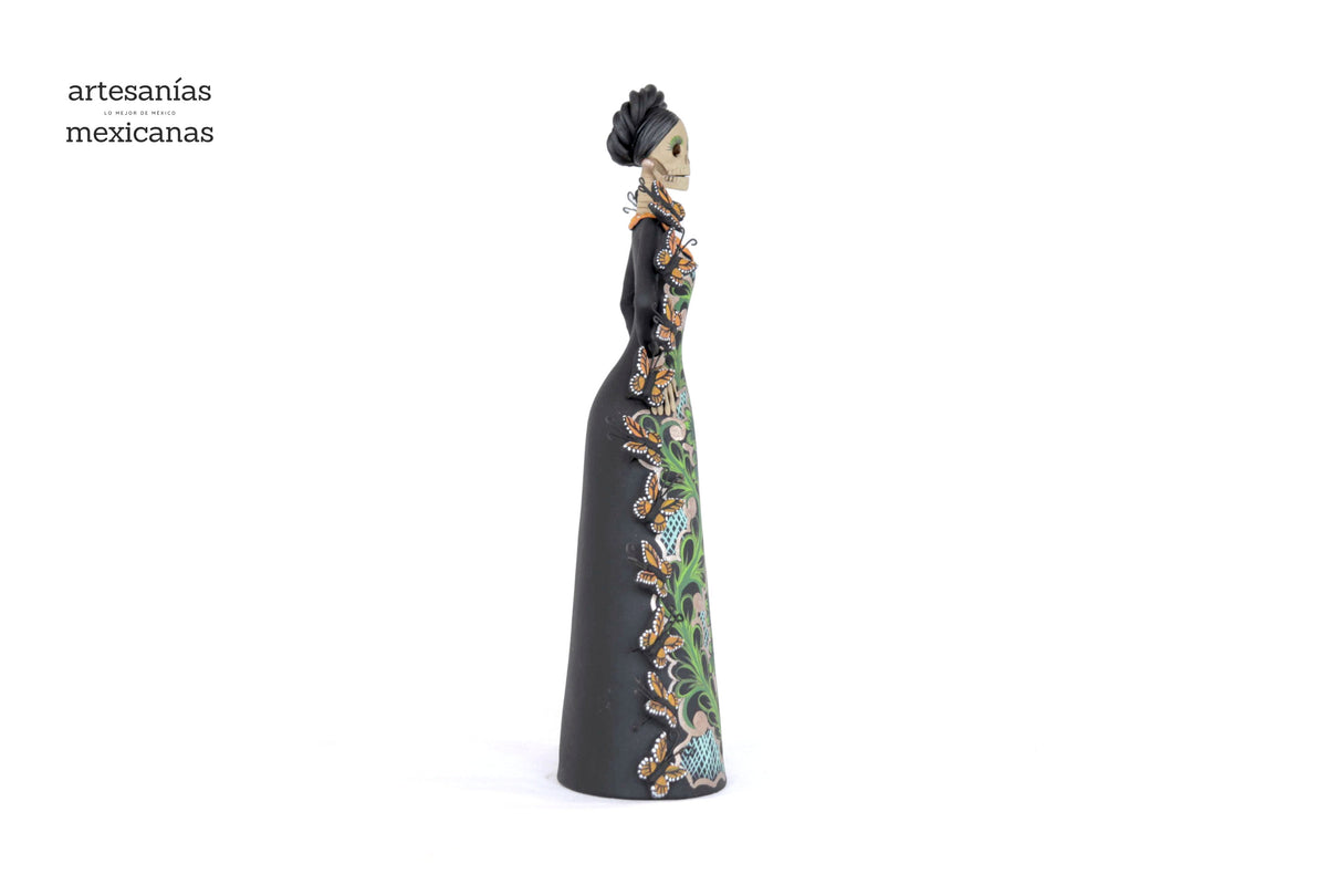 Catrina de mariposas monarcas verde - 30 cm. 12 in. Catrina