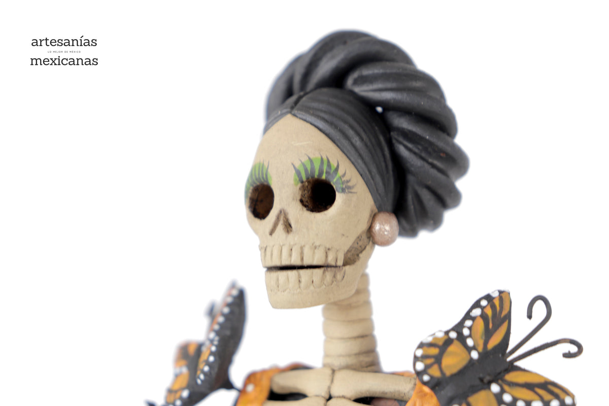 Catrina de mariposas monarcas verde - 30 cm. 12 in. Catrina