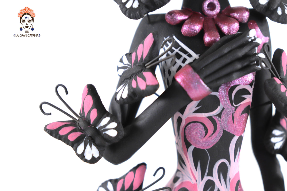 Catrina de mariposas rosas - 30 cm. 12 in. Catrina