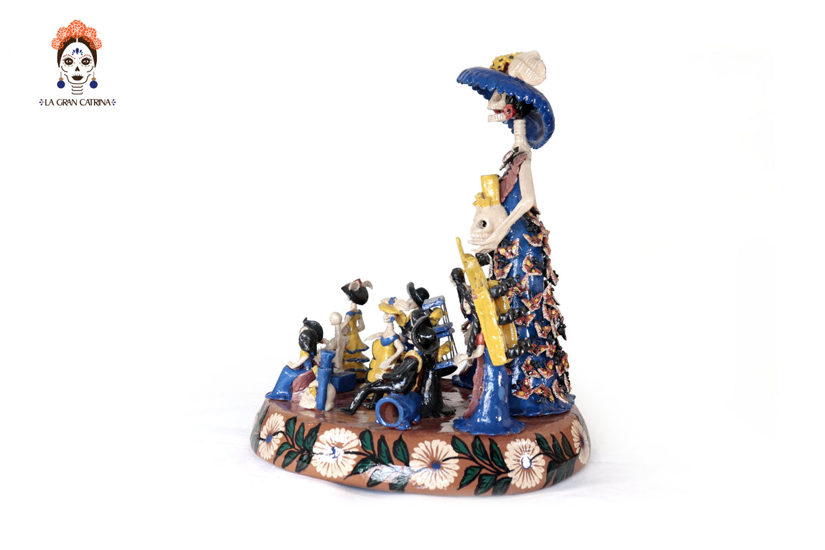Catrina con Calaveras Bailando y Músicos - 36 cm. 14.1 in. Catrina