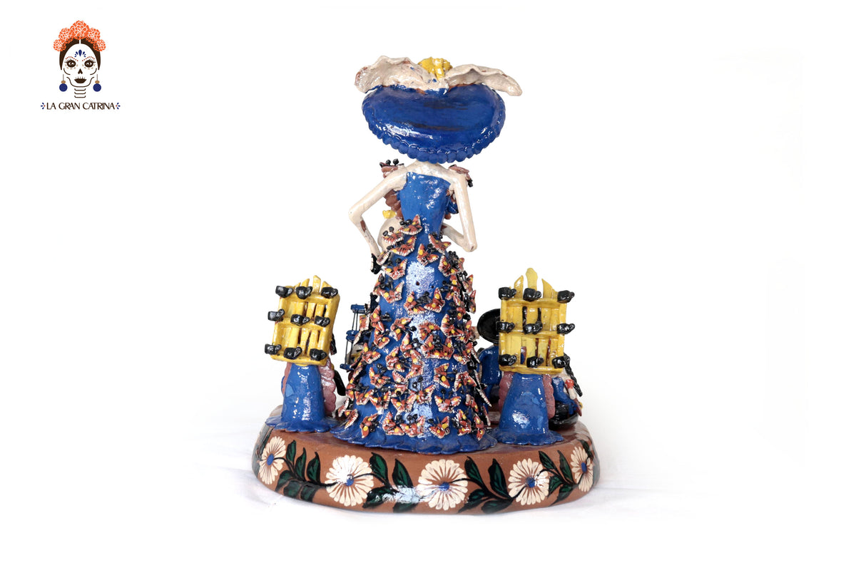 Catrina con Calaveras Bailando y Músicos - 36 cm. 14.1 in. Catrina