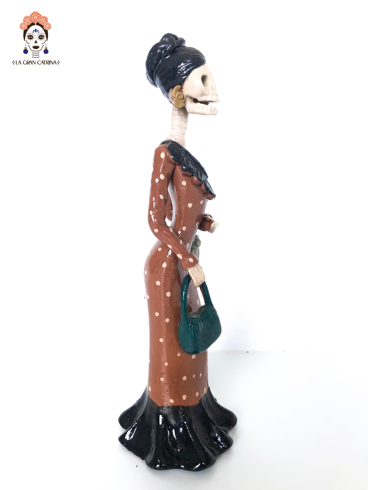 Catrina con paraguas vidriada - 25 cm. 10 in.