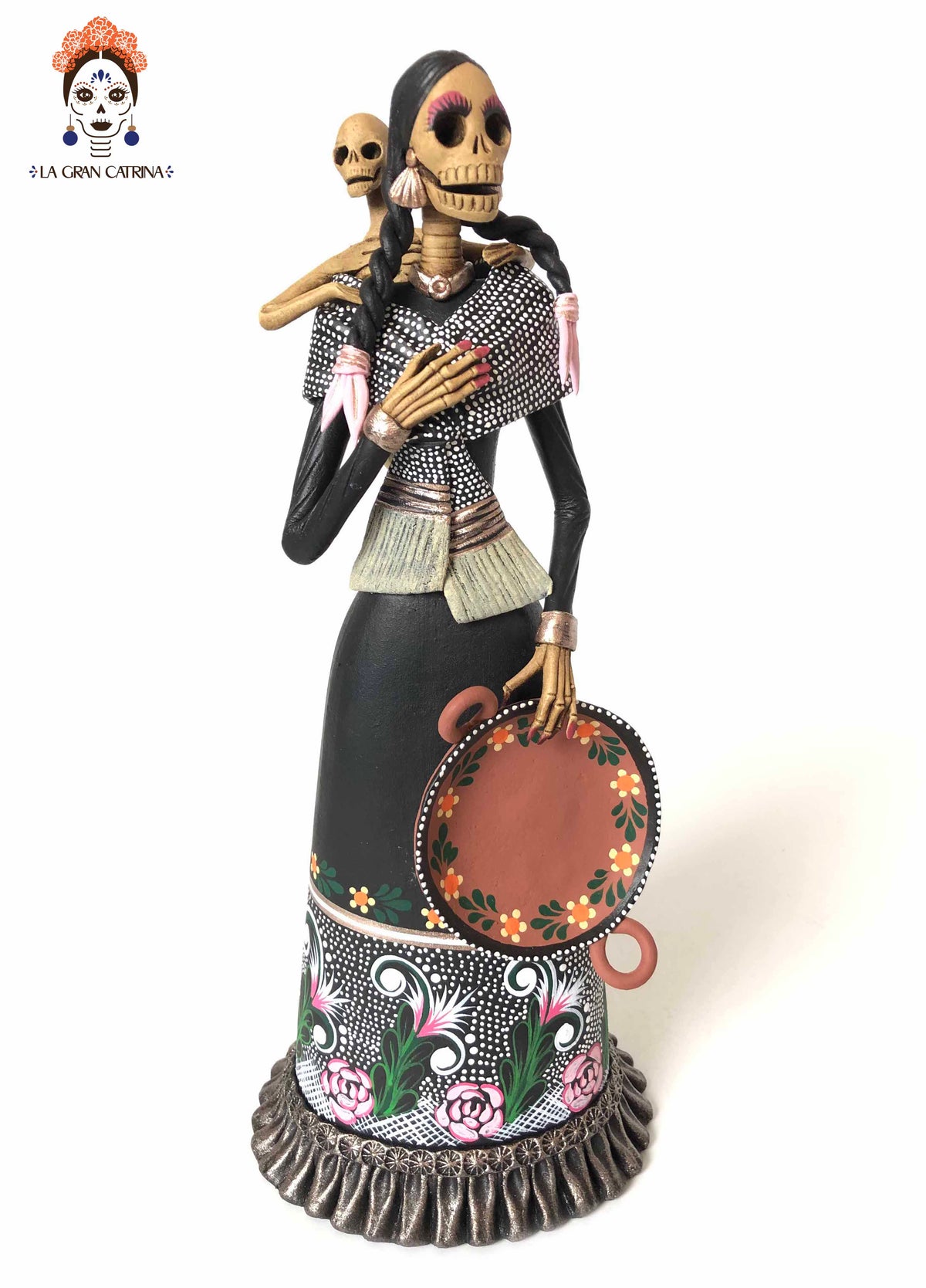 Catrina mamá con plato y bebé - 28 cm. 11 in. - En producción Catrina