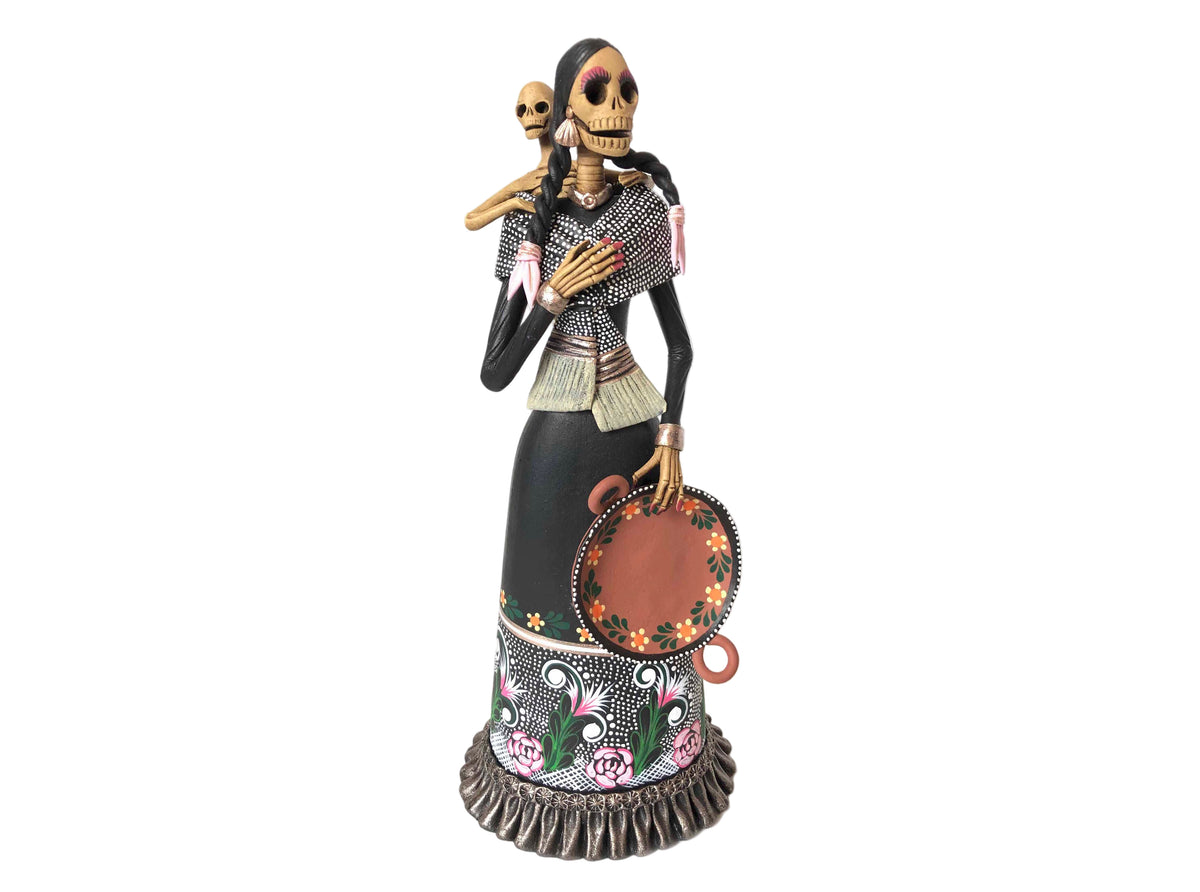 Catrina mamá con plato y bebé - 28 cm. 11 in. - En producción Catrina