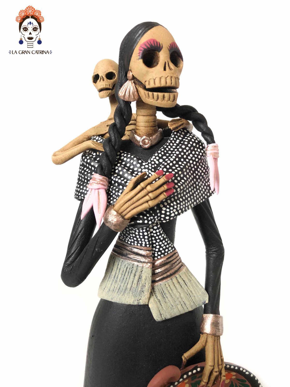 Catrina mamá con plato y bebé - 28 cm. 11 in. - En producción Catrina