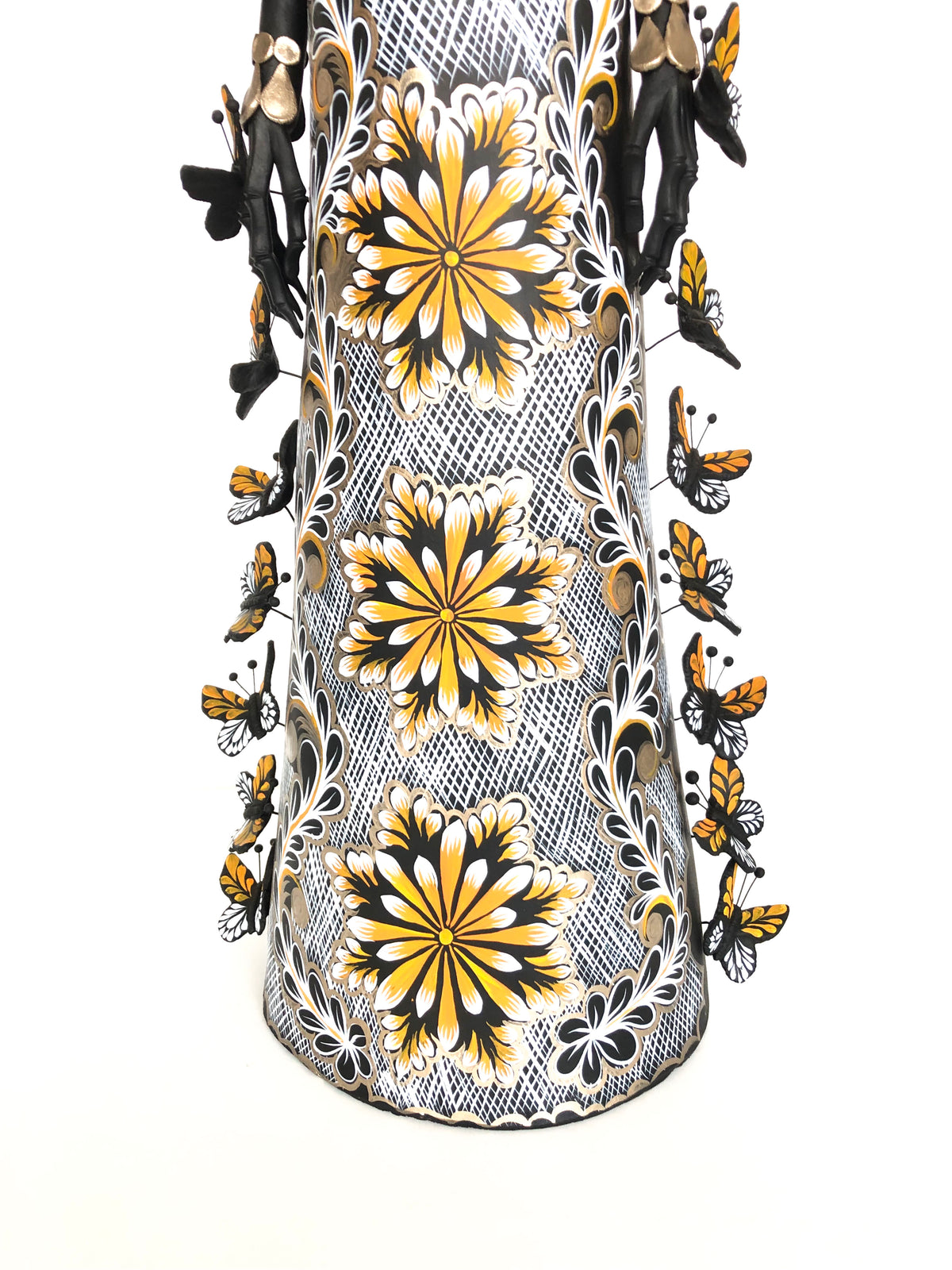 Catrina negra con mariposas naranjas - 100 cm. 40 in. Catrina