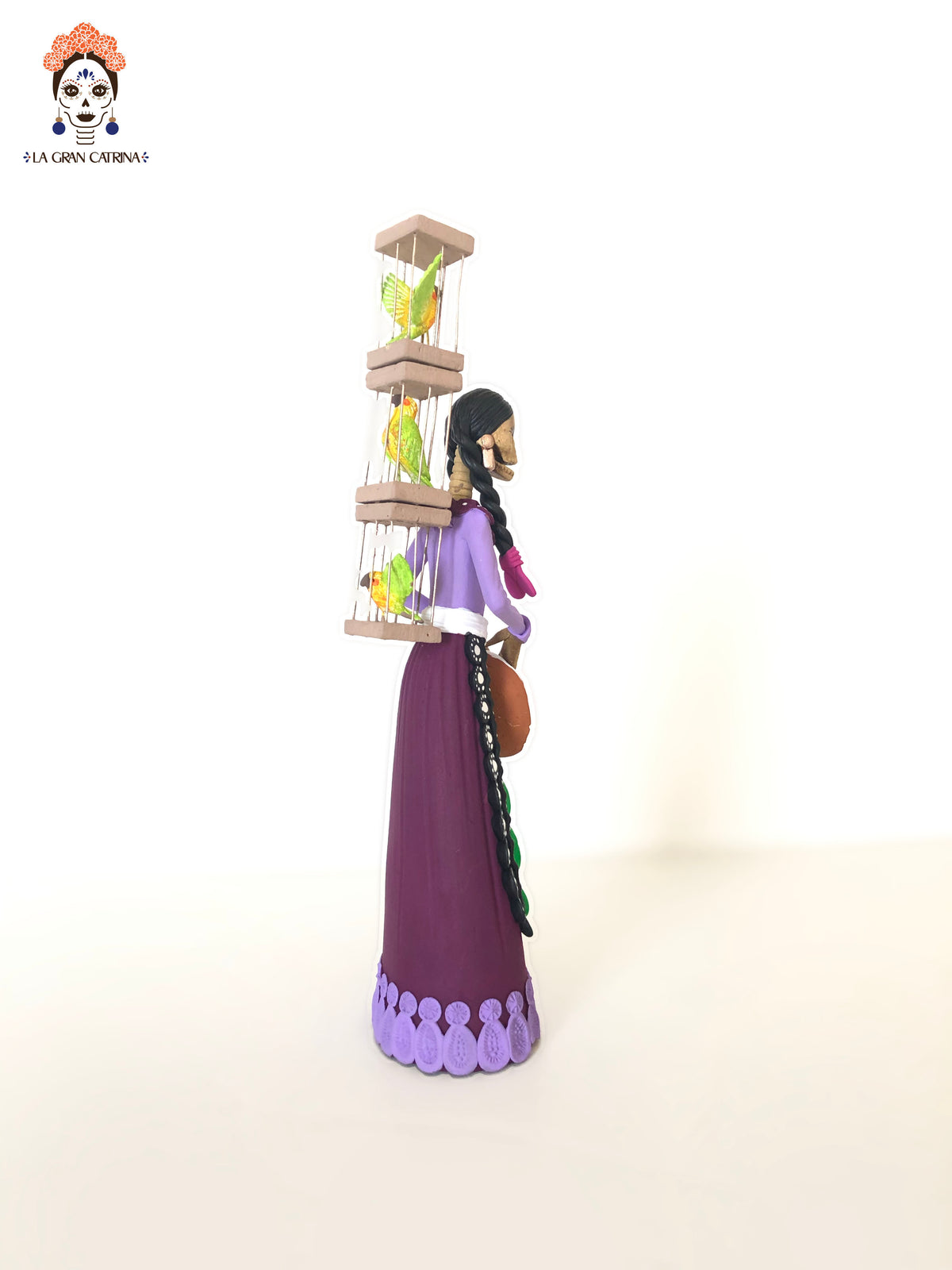 Catrina Pajarera - 25 cm. 12 in. - Vestido morado - En producción Catrina