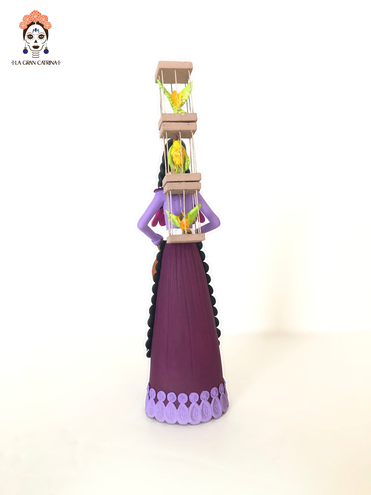 Catrina Pajarera - 25 cm. 12 in. - Vestido morado - En producción Catrina