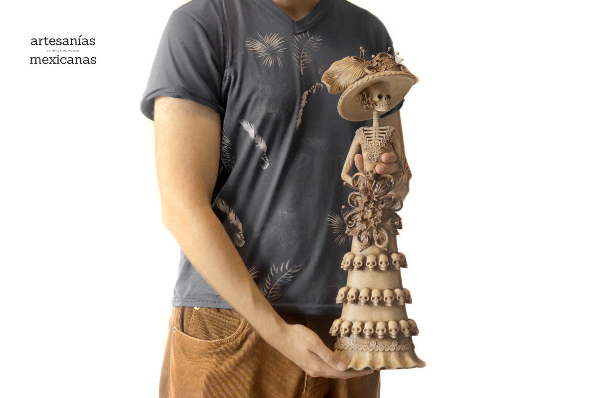 Catrina con Calaveritas Beige - 50 cm. 20 in. - En producción Catrina