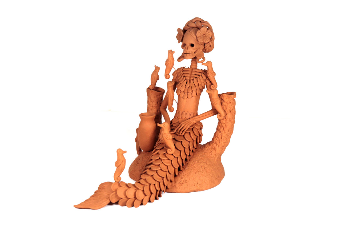 Catrina Sirena de barro - 31 cm. 12.2 in. Catrina