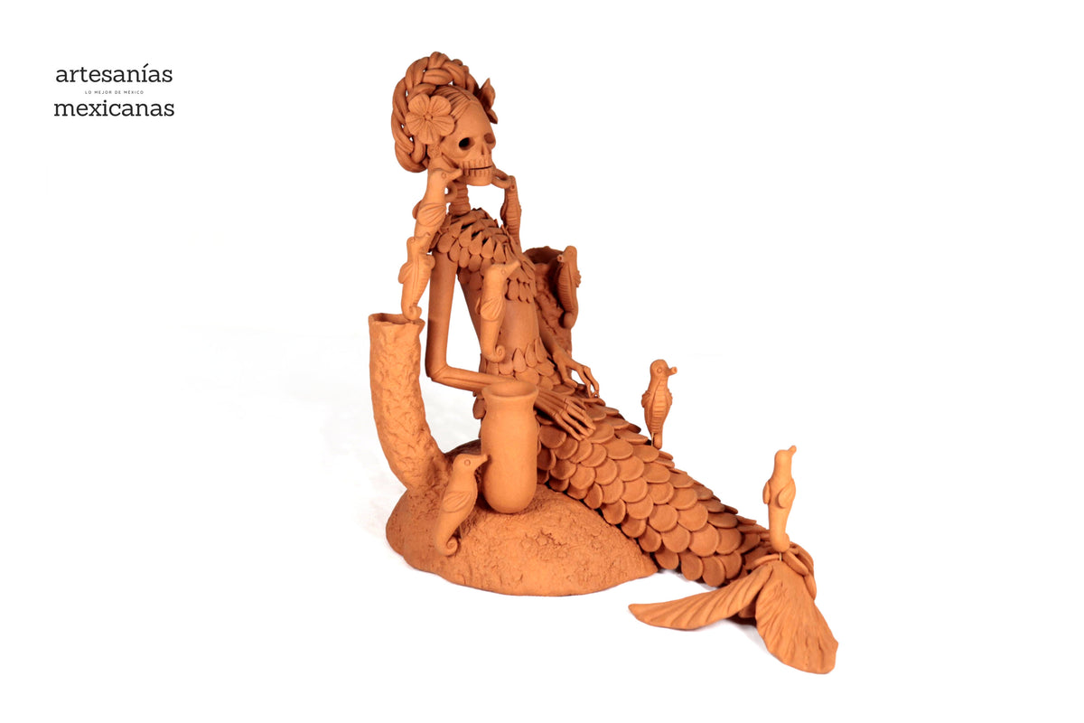 Catrina Sirena de barro - 31 cm. 12.2 in. Catrina